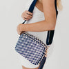 The Woven Willow Camera Crossbody Bag in Checkered Navy