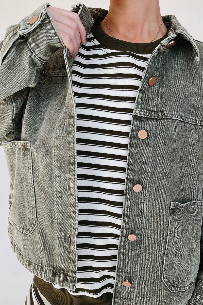 The Ladner Vintage Denim Jacket in Vintage Olive