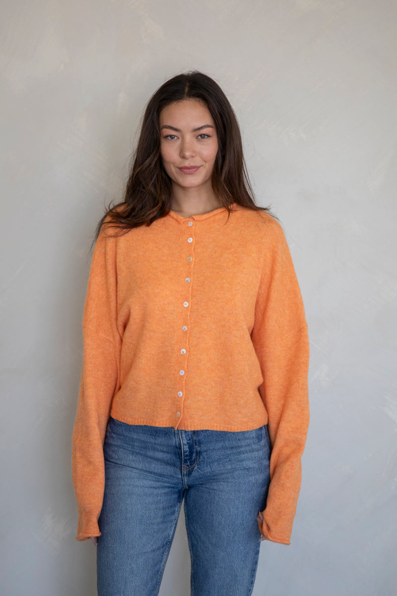 The Riggs Button-Down Sweater in Orange