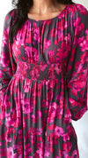 The Oscar Floral Midi Dress in Ruby Plum