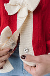 The Winquist Knit Bow Detail Cardigan in Red