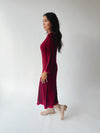 The Kamina Knit Midi Dress in Burgundy