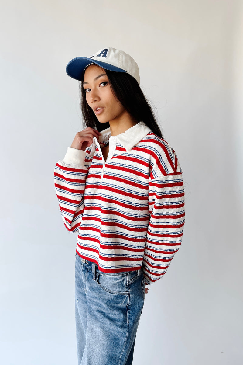 The Garrett Rugby Tee in Red Stripe