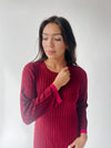 The Kamina Knit Midi Dress in Burgundy