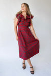 The Anya Plaid Tie Detail Midi Dress in Red Multi