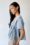 The Kirby V-Neck Blouse in Light Denim
