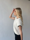 The Shelly Scallop Edge Sweater in Ivory + Black