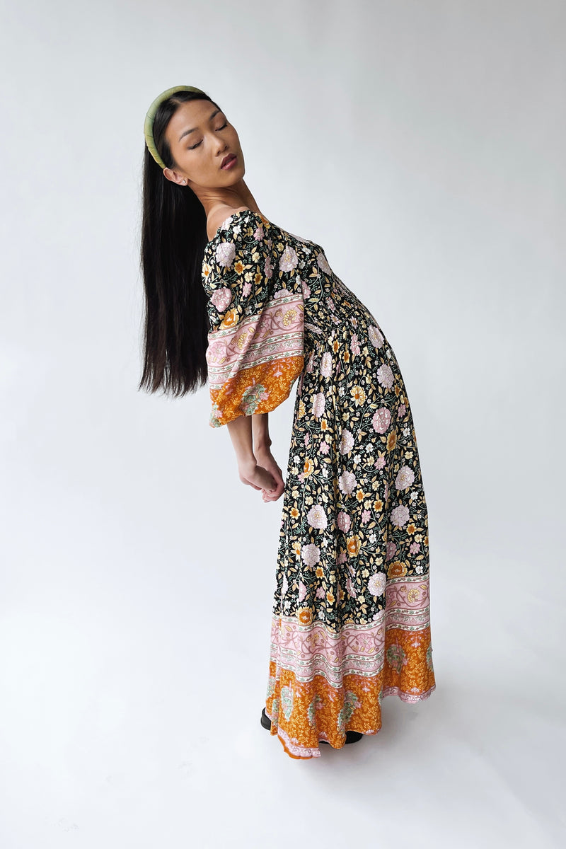 The Irby Patterned Maxi Dress in Black Floral