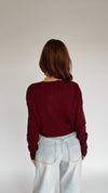 The Tomberlin Cable Knit Cardigan in Maroon