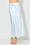 The Jennika Bandana Print Satin Skirt in Light Blue