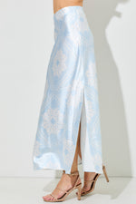 The Jennika Bandana Print Satin Skirt in Light Blue