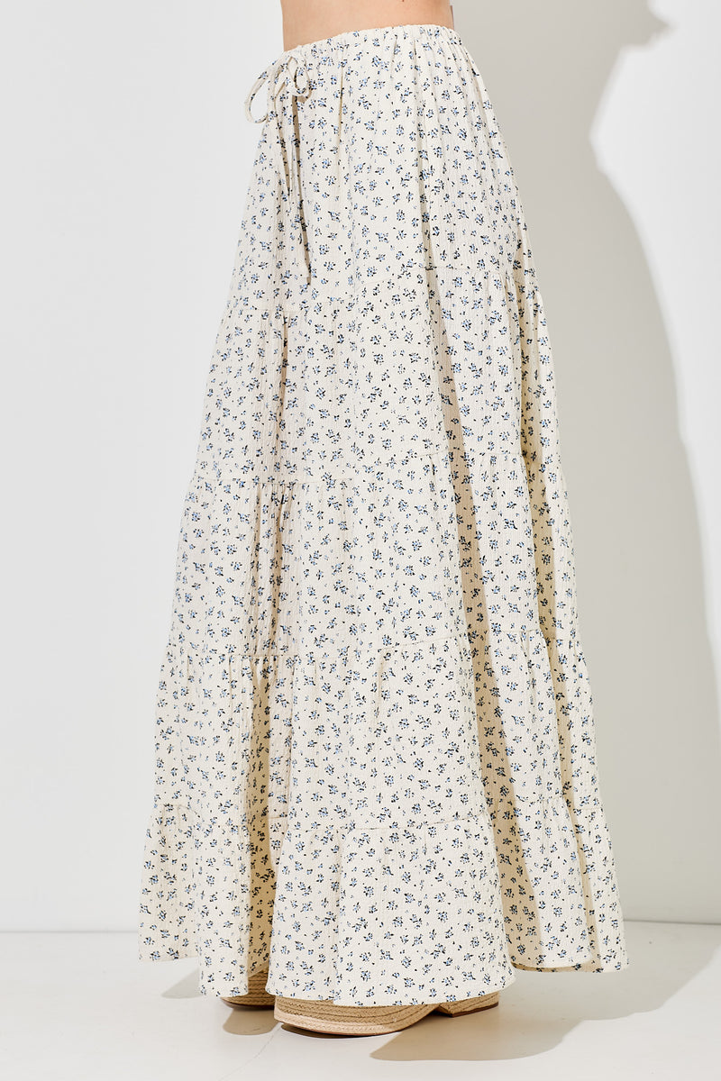 The Callen Floral Maxi Skirt in Cream Multi