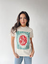 The Joyful Striped Graphic Tee in Cream