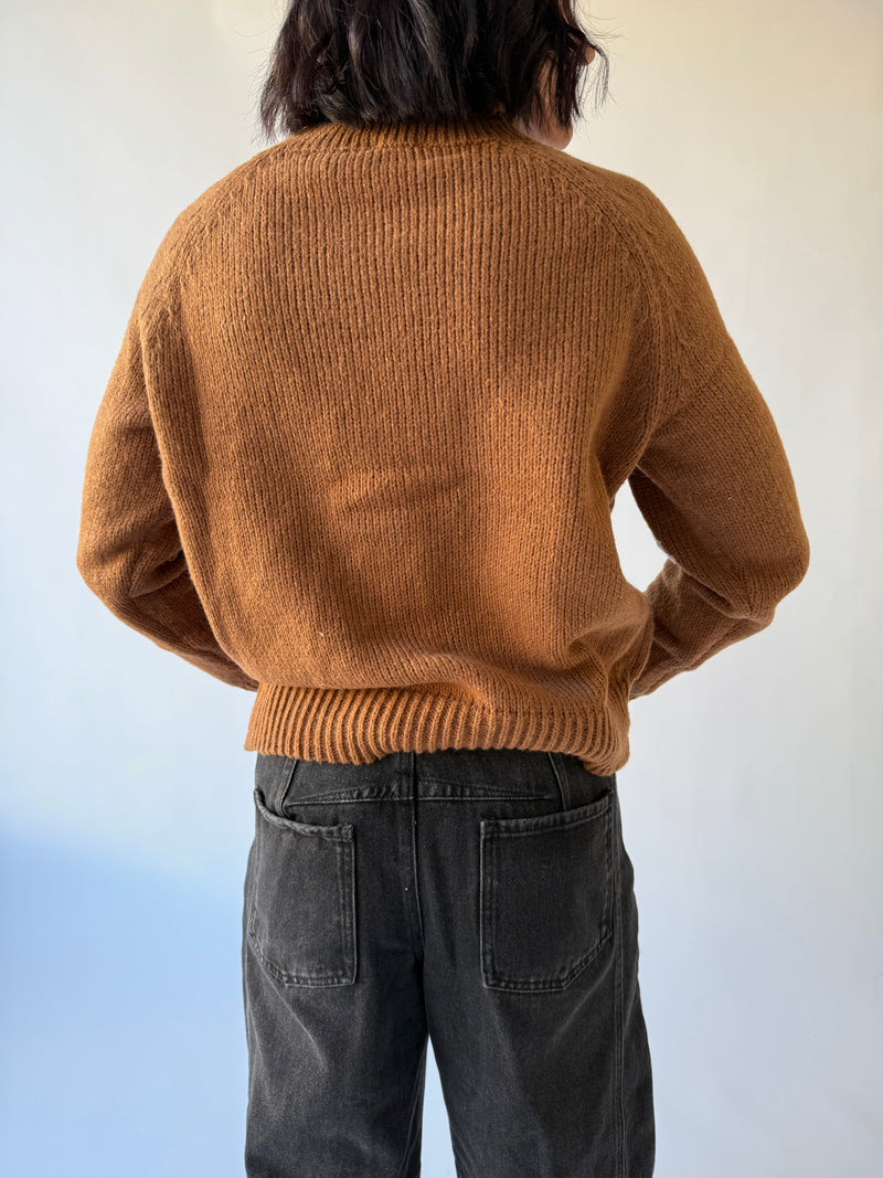 The Rowell Flower Embroidered Sweater in Mocha