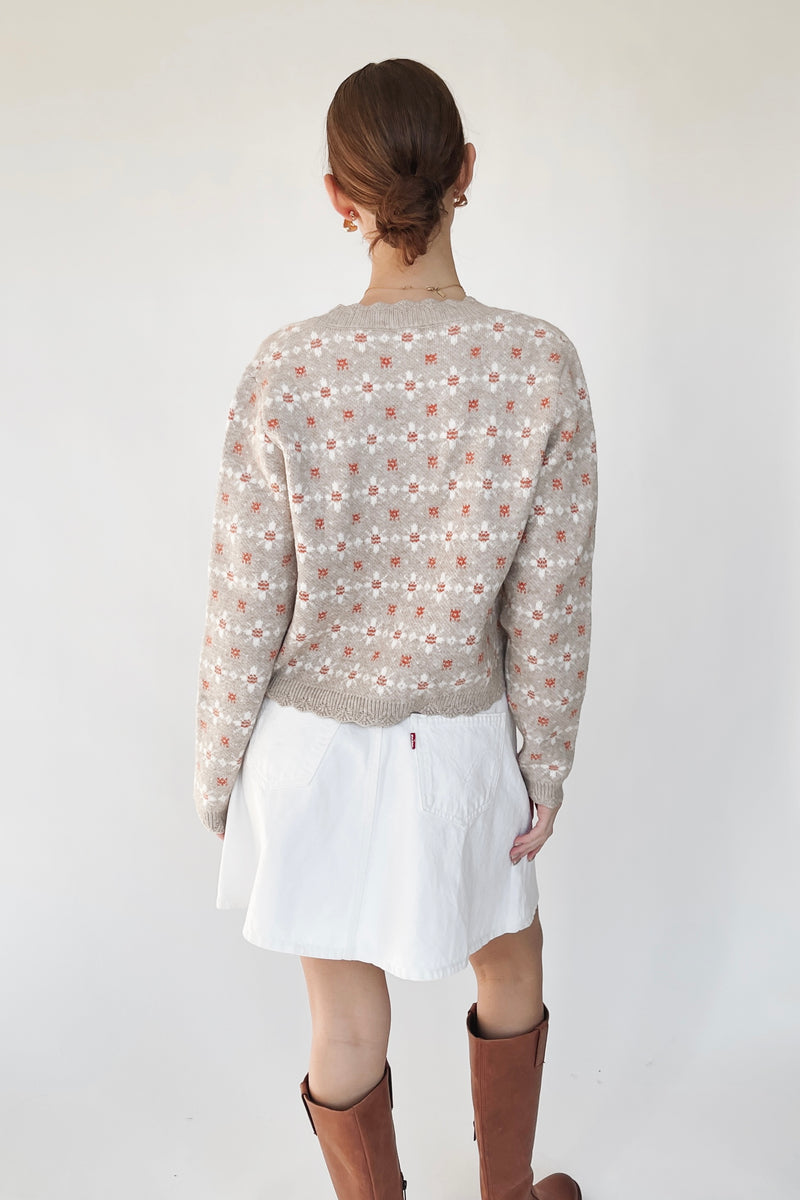 The Ledford Floral Button-Up Cardigan in Oatmeal