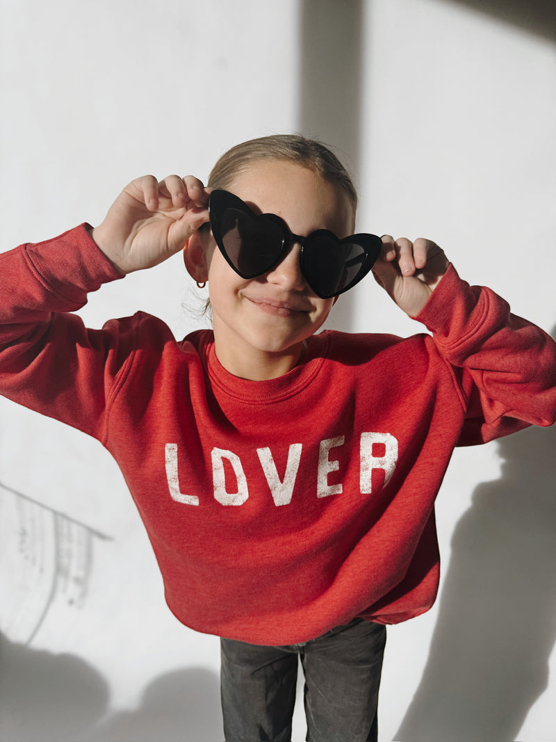 The Lover Youth Graphic Pullover in Cranberry