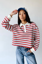 The Garrett Rugby Tee in Red Stripe