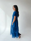 The Briza Tiered Maxi Dress in Teal Blue
