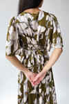 The Romano Piped Detail Floral Maxi Dress in Olive