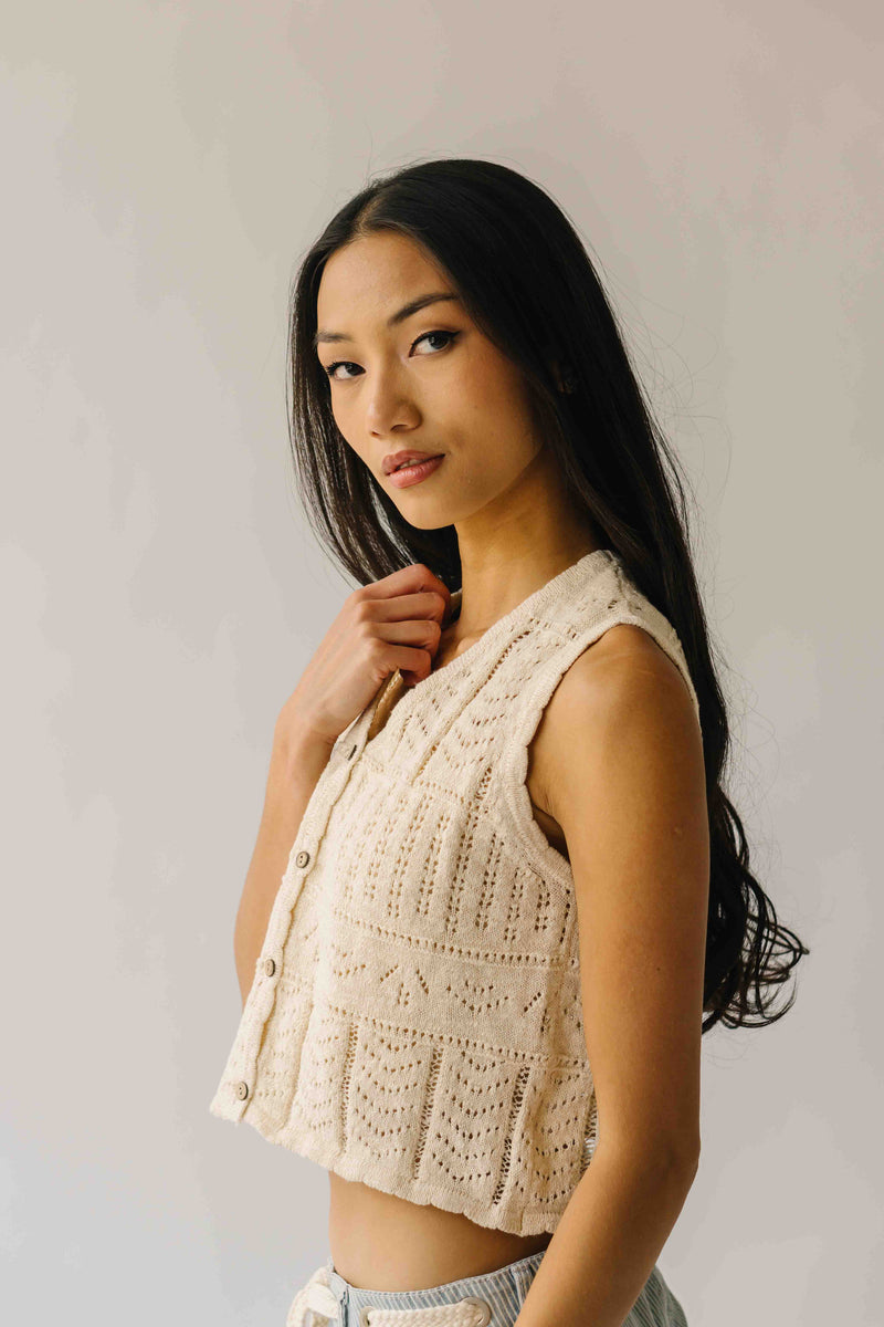 The Darla Crochet Vest in Cream