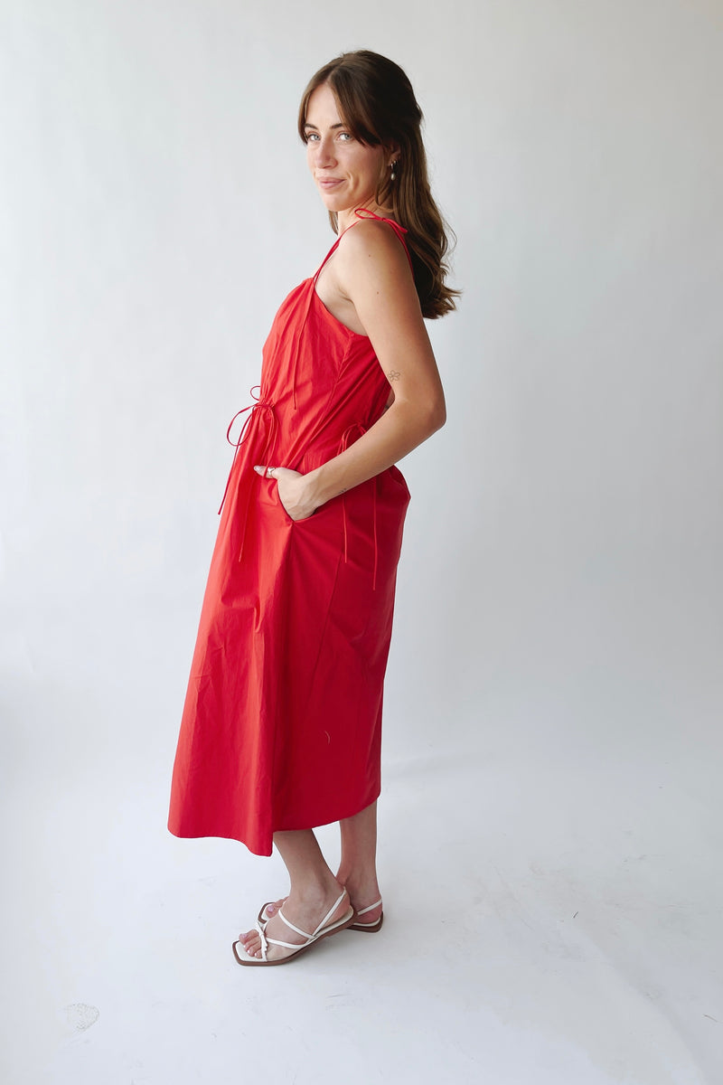 The Isadora Tank Midi Dress in Red