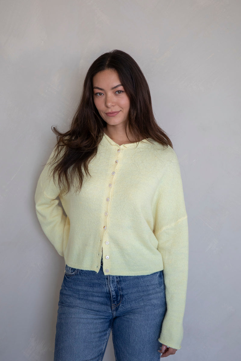 The Riggs Button-Down Sweater in Butter