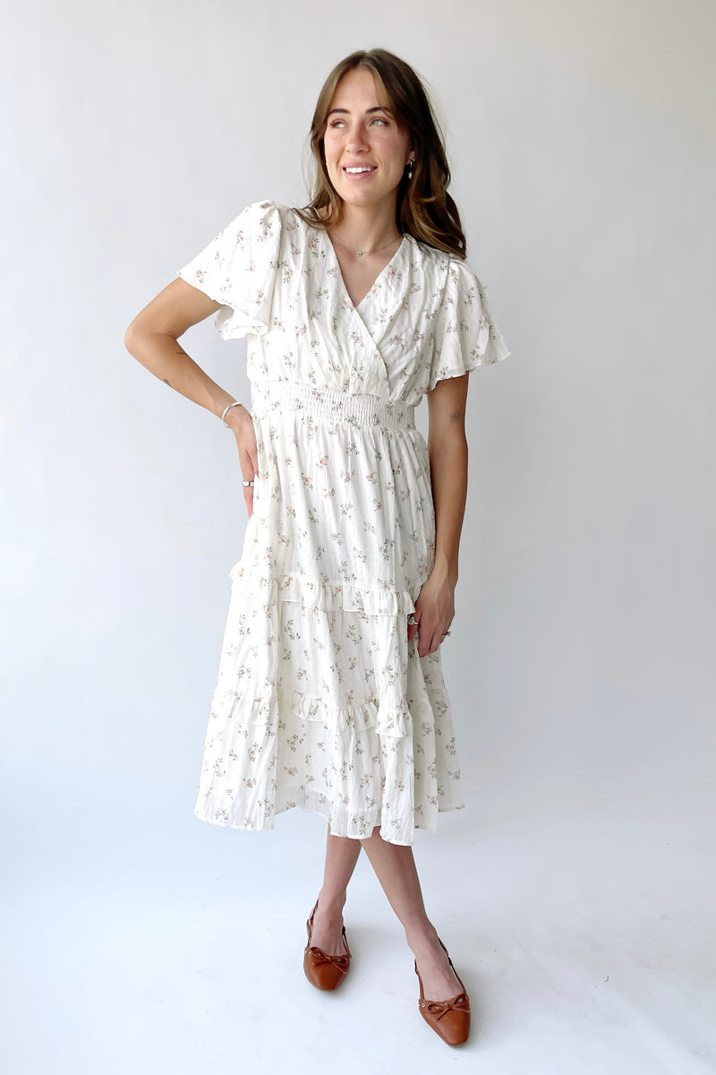 The Jessa Floral Midi Dress in Tea Party Pink