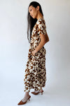 The Nicolette Floral Tiered Midi Dress in Brown Multi