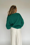 The Nicholas Sequins + Fur Embroidered Pullover in Green