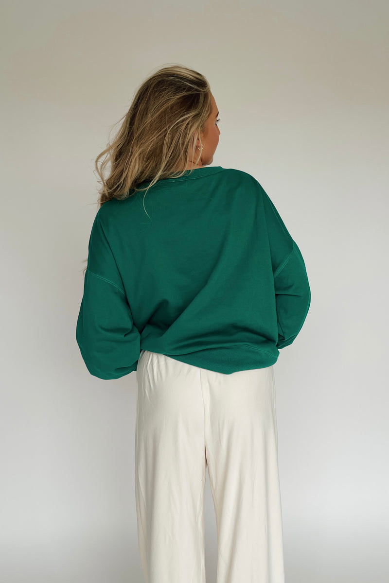 The Nicholas Sequins + Fur Embroidered Pullover in Green