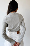 The Leah Mock Neck Blouse in Heather Grey