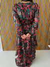 The Keshla Tiered Organza Maxi Dress in Black + Red