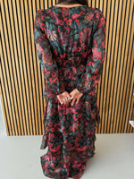 The Keshla Tiered Organza Maxi Dress in Black + Red