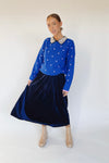 The Luxie Polka Dot Contrast Sweater in Cobalt