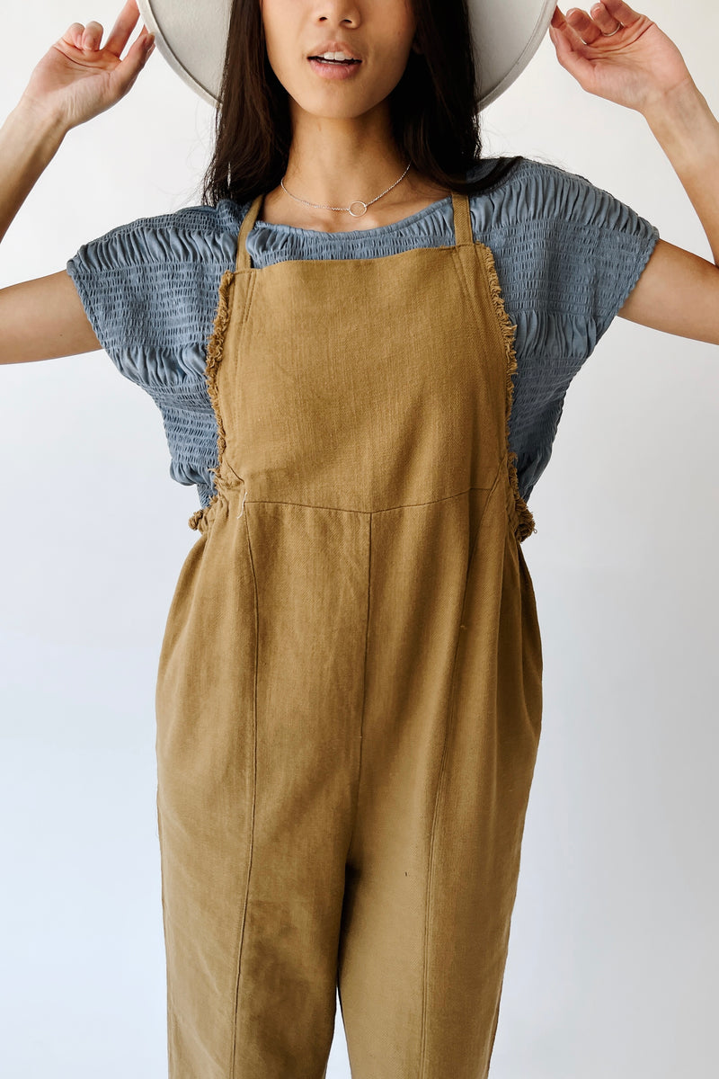 The Gianna Woven Overall in Olive