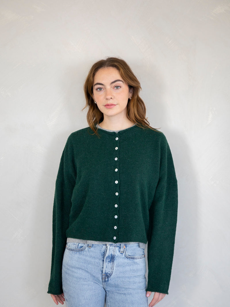 The Riggs Button-Down Sweater in Forest Green