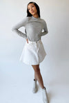 The Leah Mock Neck Blouse in Heather Grey