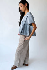 The Kirby V-Neck Blouse in Light Denim