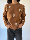 The Rowell Flower Embroidered Sweater in Mocha