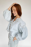The Sanborn Embroidered Blouse in Denim