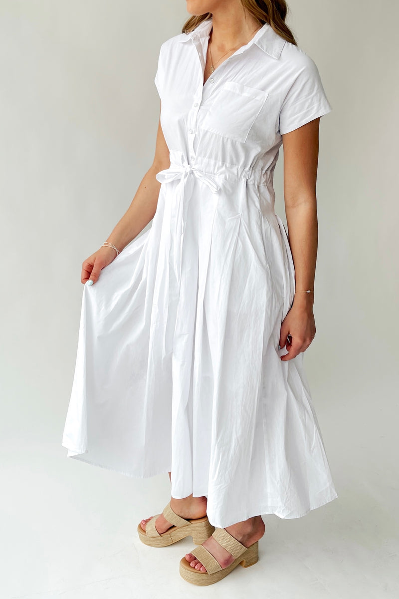 The Sherwin Button-Up Shirt Maxi Dress in Off-White Piper & Scoot The Sherwin Button-Up Shirt Maxi Dress in Off-White Piper & Scoot