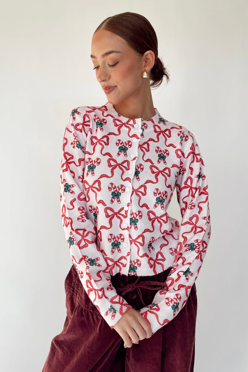 The Spangler Candy Cane Sweater in Ivory