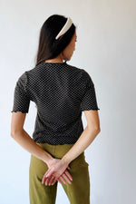 The Carolyn Dot Textured Blouse in Black