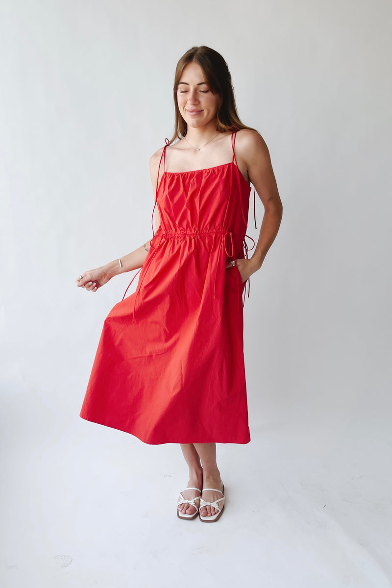 The Isadora Tank Midi Dress in Red