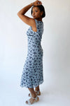 The Sasha Floral V-Neck Midi Dress in Blue