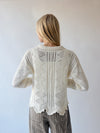 The Abigail Knit Crochet Cardigan in Off White