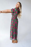 The Kristin Floral Smocked Maxi Dress in Kelly Green + Pink