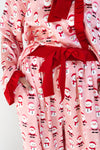 The Holly Jolly Ruffle Pajama Set in Pink + Red