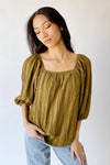 The Elsie Textured Blouse in Dark Olive