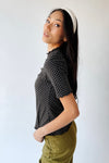 The Carolyn Dot Textured Blouse in Black